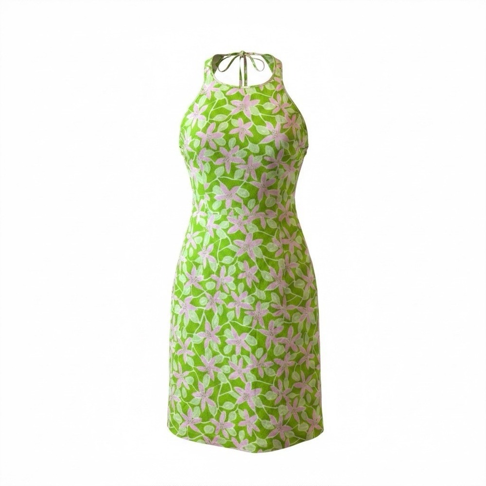 Lilly Pulitzer  New Green and Pink Sleeveless Sheath Dress Floral Print Size 4